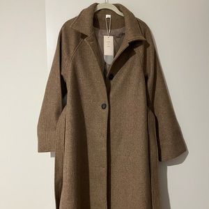 Commense Brushed Wool Belted Long Overcoat
